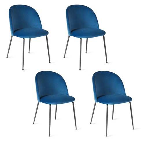 Tangkula Dining Chair Set Of 4 Upholstered Velvet Chair Set W Metal Base For Living Room Target