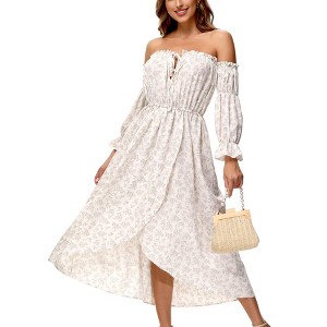 Anna-Kaci Women's Casual Boho Off Shoulder Gone With The Wind Dress - 1 of 4