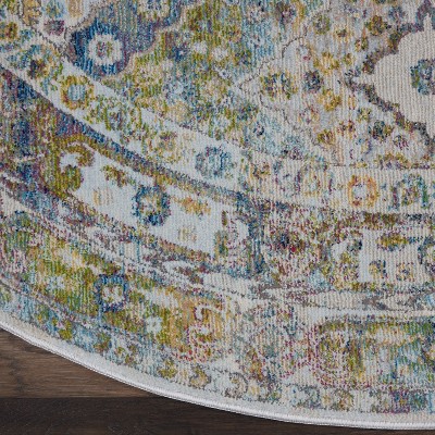 Regal Vintage Blue Diamond 48" Round Synthetic Area Rug