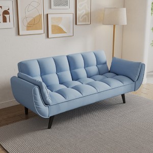 JUJABU 57" Blue Loveseat Sofa with Soft Armrests and Throw Pillow for Apartment or Small Spaces - 1 of 4