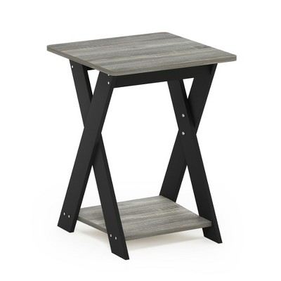 Furinno Modern Simplistic Criss-Crossed End Table, French Oak/Black