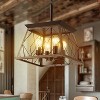 4-Light Kitchen Island Lighting,Metal & Rustic Wood Modern Dining Room Chandelier Over Table with Adjustable Chains,Ceiling Pendant for Dining Room - 2 of 4