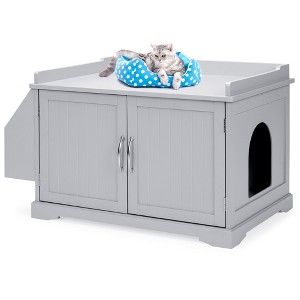 Best Choice Products Large Wooden Cat Litter Box Enclosure, Storage Cabinet Bench Table w/ Magazine Rack - 1 of 4