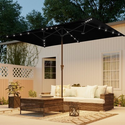 Sonkuki 11x7FT Solar-powered Double-Sided Patio Umbrella with Large Canopy Outdoor Table Umbrella for Garden, deck and pool