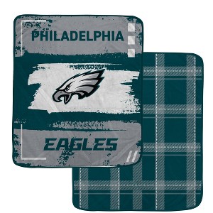 NFL Philadelphia Eagles Distressed Brush Double-Sided Ultra Cozy Throw Blanket - 1 of 2