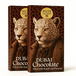 Nuts Factory Animal Collection Cheetah Dubai Chocolate and Pistachio Bar. Ranked # 1 in the World! 2 Premium Bar Packs. - 1 of 4