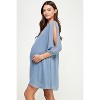 Hello Miz Women's Swiss Dot V Neck Split Sleeve Maternity Dress - 2 of 4
