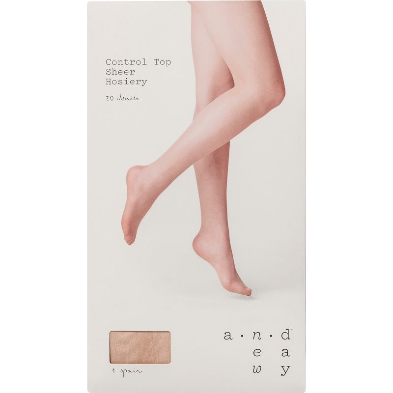 Women's 20D Light Sheer Sparkle Control Top Tights - A New Day™ Sand, 2 of 3