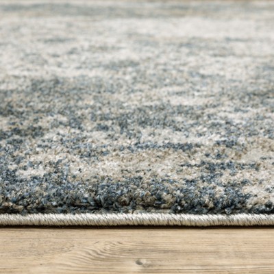 Hand-Knotted Blue and Gray Synthetic Oriental Area Rug