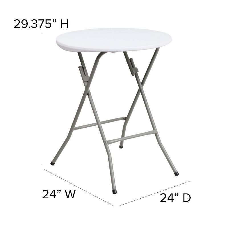Flash Furniture 2-Foot Round Granite White Plastic Folding Table, 5 of 10