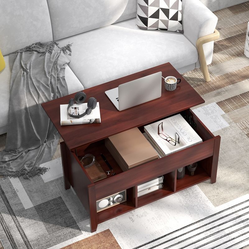 CCostway ostway Lift Top Coffee Table with Hidden Compartment and Storage Shelves Brown, 5 of 11
