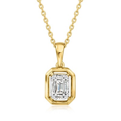 Ross-Simons 0.15 ct. t.w. Diamond Cluster Pendant Necklace in 18kt Gold Over Sterling Size 16
