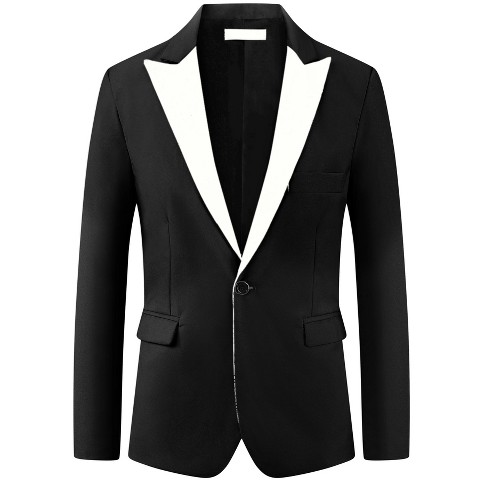 Мужские куртки INSPIRE CHIC Men's Classic Peak Lapel Single Breasted Business Suit Jackets Black X-Large