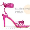 BLISSFUL STEP Women's Knot Strap Stiletto Heel Lace Up Sandals - 4 of 4