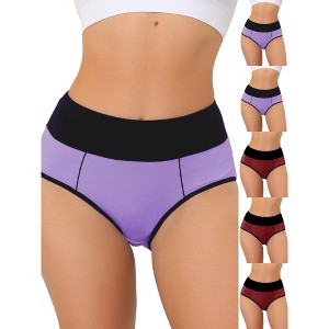 INSPIRE CHIC Women's High Waist Tummy Control Color-Block Available Briefs 6 Packs - 1 of 4