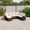 vidaXL 7 Piece Patio Sofa Set with Cushions - Brown and Cream Without Table - 2 of 4
