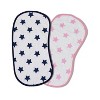 Bacati - Stars Pink/Aqua Ikat Muslin 4 pc set of Bibs & Burp Cloths Set - 3 of 4