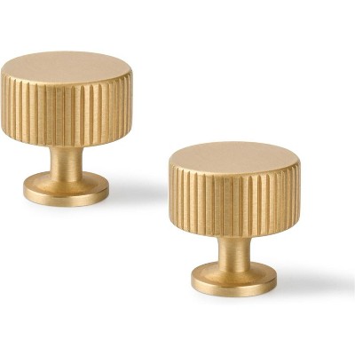 attop 4pcs Solid Brass Cabinet Knobs Pulls Cabinet Drawer Dresser Gold Knobs Modern Handles Knobs(1"x1"/25mmx25mm),Brushed Brass Finish