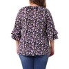 Agnes Orinda Women's Plus Size Floral Print V Neck Tiered Ruffle 3/4 Sleeve Casual Blouse - 4 of 4
