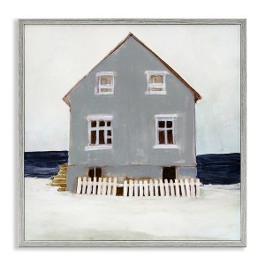 Stupell Industries Winter Beach House Landscape Framed Giclee Art - 1 of 4