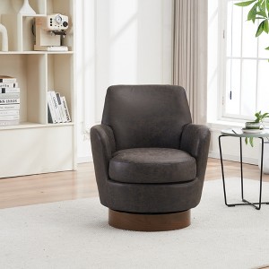 Zeus & Ruta Polyester Swivel Accent Chairs Armchair with Gold Stainless Steel Base for Living Room - 1 of 4