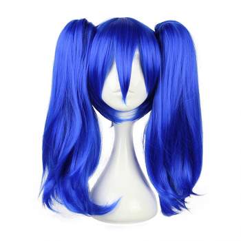 Unique Bargains Women's Wigs 18" Blue with Wig Cap