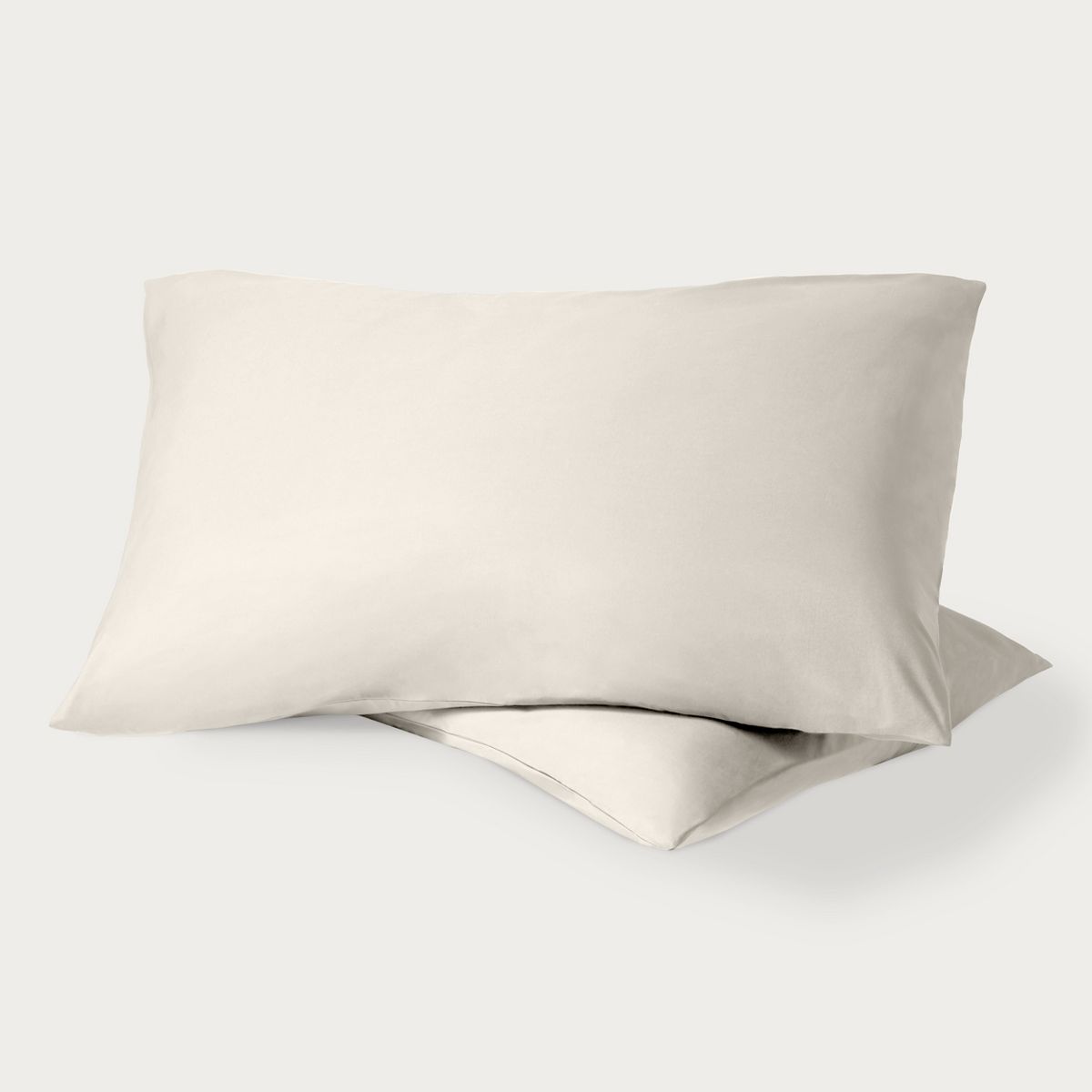 100% Organic Cotton Percale Cooling Pillowcase Set by Bare Home - Standard, French Beige