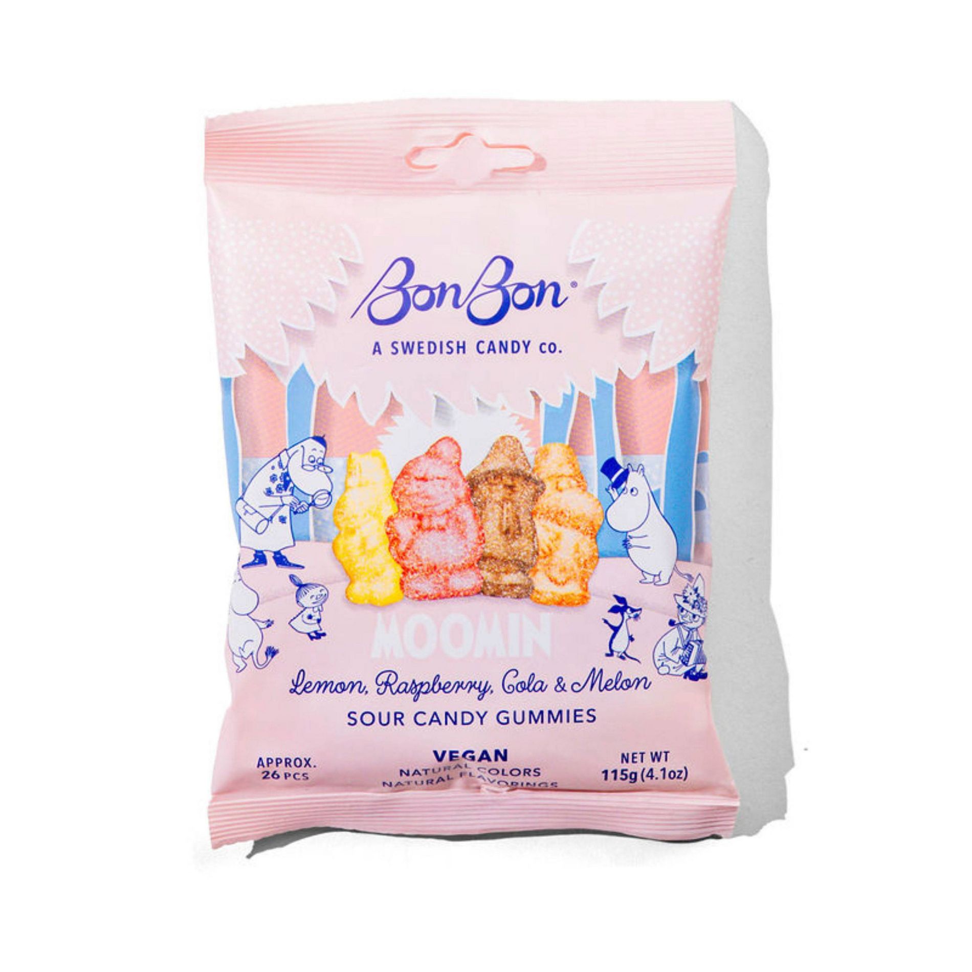 BonBon A Swedish Candy Moomin Lemon, Raspberry, Cola, & Melon Sour Gummies - 4.1 oz
