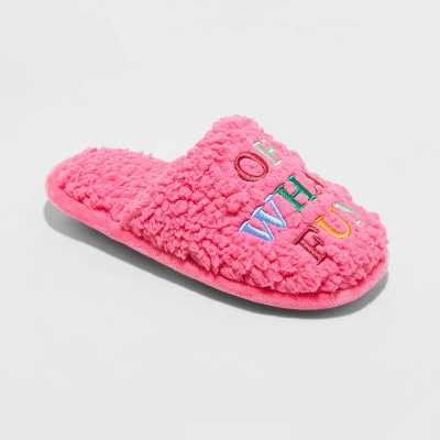 Limited Too Girl's Fuzzy Cross Band House Slide Slippers : Target