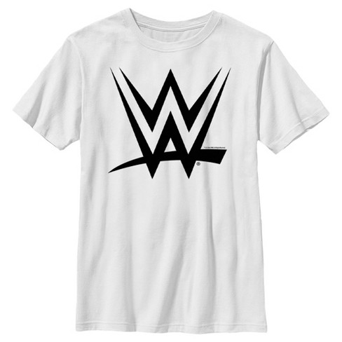 Boy's WWE Black Logo T-Shirt - White - Large