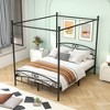 KWPZQEB Queen Size Canopy Bed Frame, Bed Frame with Vintage Style Headboard, Metal Slats Support, No Box Spring Needed - Black - 2 of 4