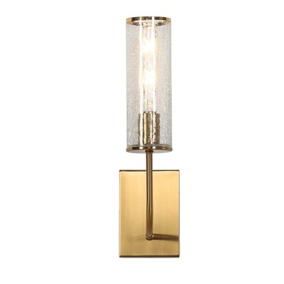 LNC Fiorekaury 4.3-in W 1-Lights Polished Brass with Crackle Glass Cylinder Modern/Contemporary Indoor Wall Lights