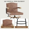 VECELO Bar Stools with Backs & Arms Set of 2, Counter Height Barstools Set with Tufted Upholstery & Footrest Ring, White/Brown - 4 of 4