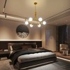 PAKOKULA Vintage 6-Light Gold Sputnik Linear Chandelier with White Opal Glass Shades - 2 of 4