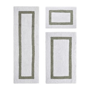 Hotel 3 PC Bath Rug 100% Premium Cotton Tufted Weave Two Tone Reversible Bathroom Rug, Super Soft Absorbent, Machine Washable Bath Mat - 1 of 4