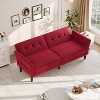 89" Futon Sofa Bed, Modern Convertible Sleeper Sofa with Adjustable Backrest & Armrest, Comfy Futon Couch Bed with 2 Pillows - 3 of 4
