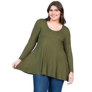 Plus Poised Long Sleeve Swing Tunic Top - 24seven Comfort Apparel™ - 1 of 4