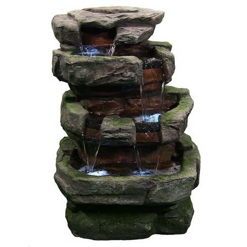 water outdoor lights led rock fountains fountain decor garden quarry sunnydaze target electric waterfall lowes lawn