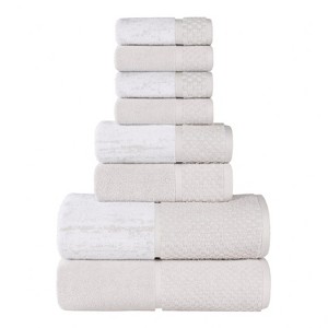 100% Cotton Medium Weight Two-Toned Jacquard and Solid Assorted Towel Set by Blue Nile Mills - 1 of 4