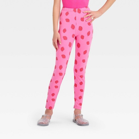 Girls' Strawberry Leggings - Cat & Jack™ Pink XS