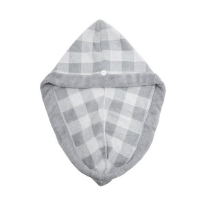 Unique Bargains Water-absorbent Plaid Hair Towel 1 Pc - 1 of 4
