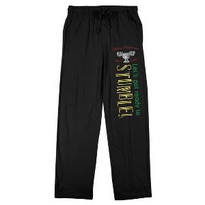 National Lampoon's Christmas Vacation "Let's Get Ready To Stumble" Men's Black Sleep Pajama Pants - 1 of 3