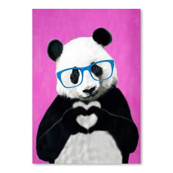 Americanflat Animal Modern Panda With Fingerheart Pink By Coco De Paris Poster