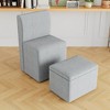 Lirago Wheeled Dining Chair and Footstool Set-Modern Gray Linen Furniture with Rolling Function for Living Room and Bedroom - 2 of 4
