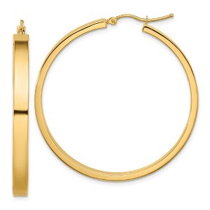 Black Bow Jewelry 4mm, 14k Yellow Gold Polished Round Hoop Earrings, 45mm (1 3/4 Inch) - 1 of 4