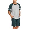 Ekouaer Mens Pajama Short Sets Short Sleeve Crewneck Pajama Lounge Set Raglan Sleepwear - 2 of 3