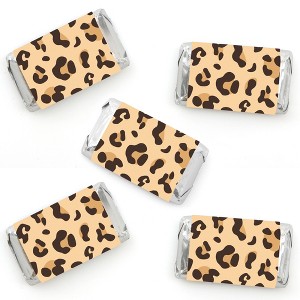 Big Dot of Happiness Leopard Print - Mini Candy Bar Wrapper Stickers - Cheetah Party Small Favors - 40 Count - 1 of 4