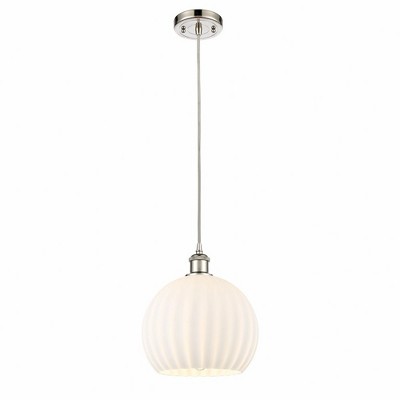 White Venetian - 1 Light Cord Hung Mini Pendant In Modern Style-11.75 Inches Tall and 10 Inches Wide