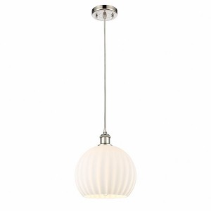 White Venetian - 1 Light Cord Hung Mini Pendant In Modern Style-11.75 Inches Tall and 10 Inches Wide - 1 of 1