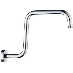 BRIGHT SHOWERS 13" S Shape Shower Head Extension Arm with Flange, High Rise Stainless Steel Pipe for Rainfall Shower Heads - 1 of 4